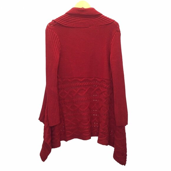 Heart n Crush Cardigan Women Size Medium Open Front Long Sleeve Red Stretch - Picture 2 of 7